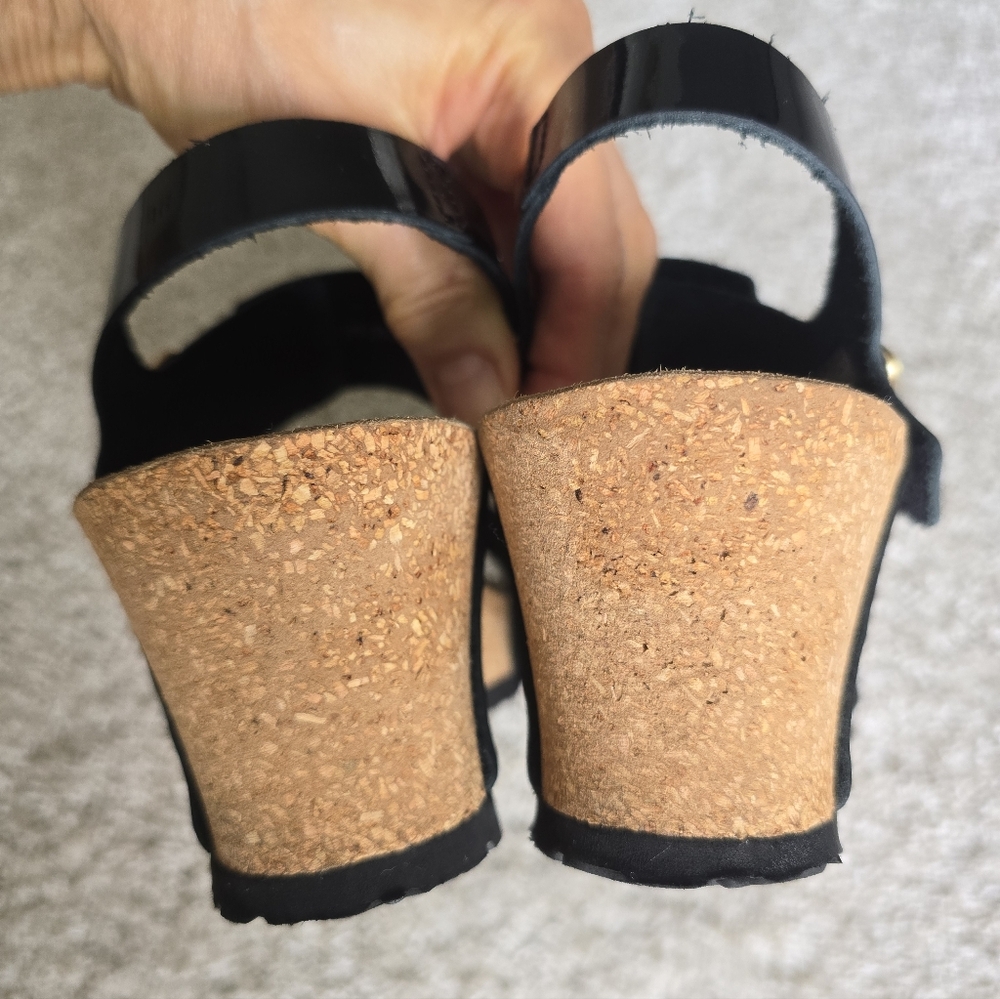 Mephisto Lissandra Black Patent -  Size 10 (41) Wedge Sandals - Picture 7 of 13